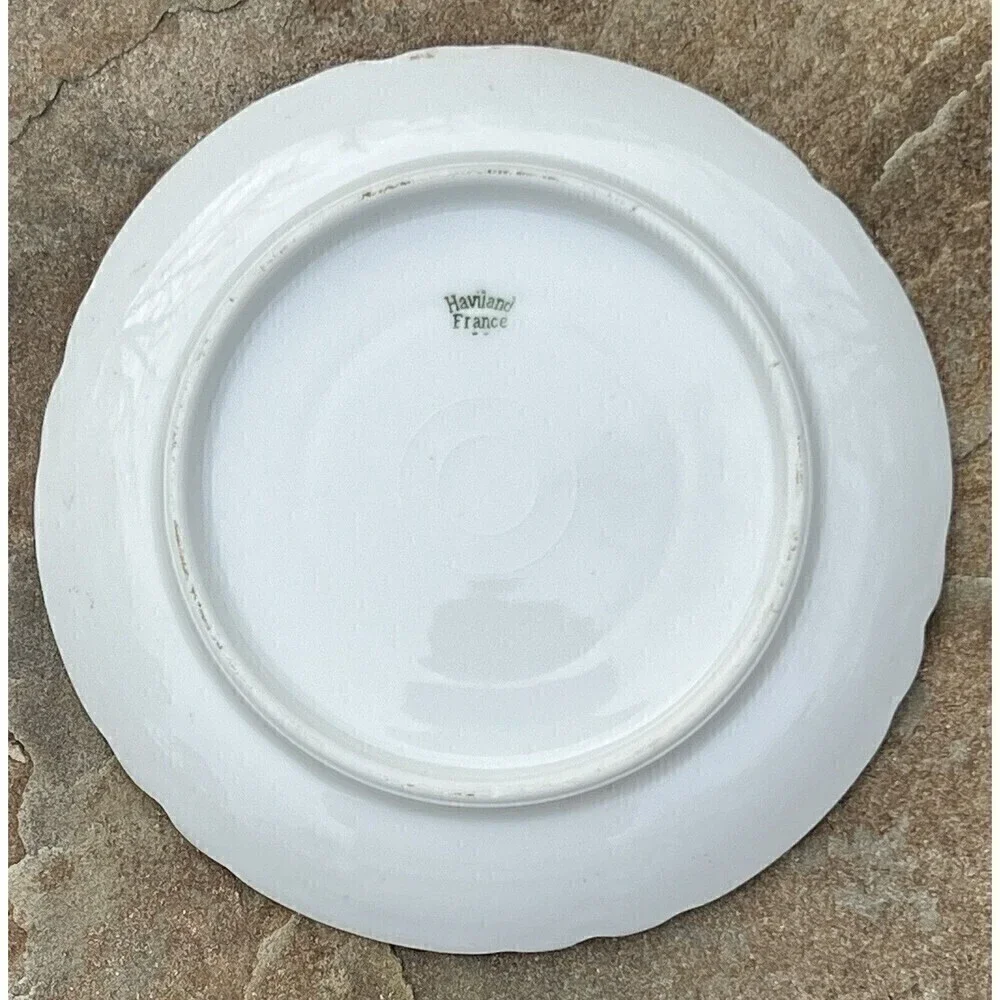 HAVILAND  FRANCE SAUCER WHITE GOLD MONOGRAM 